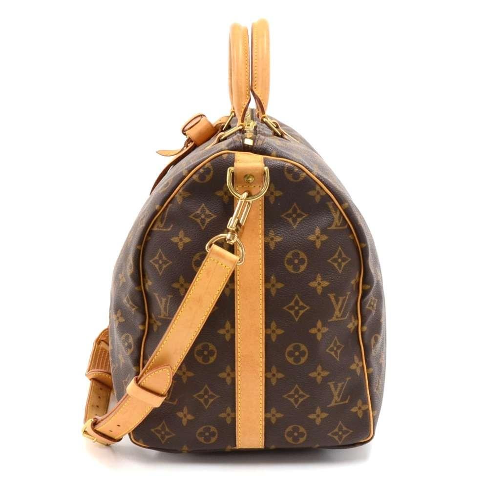 Louis Vuitto Keepall 50 Bandouliere Monogram Canvas Travel Bag with Strap