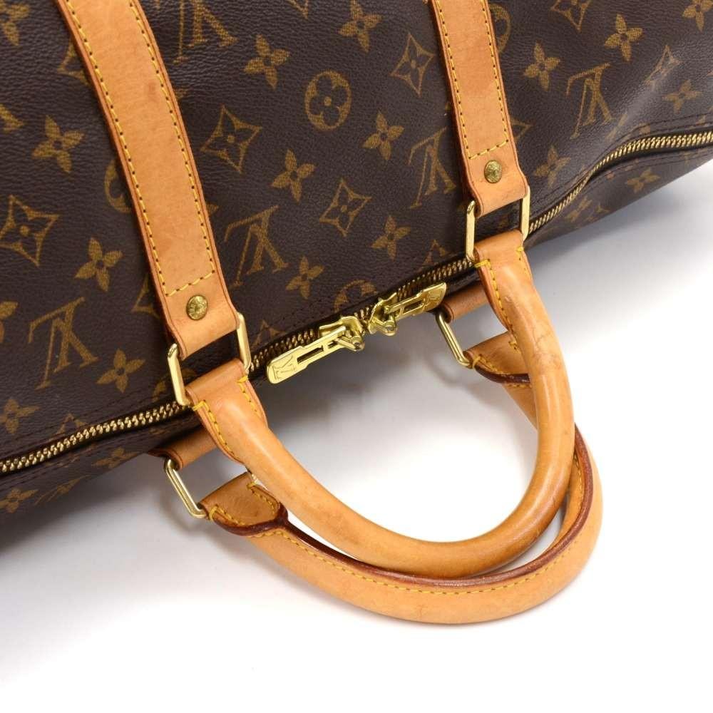 Louis Vuitto Keepall 50 Bandouliere Monogram Canvas Travel Bag with Strap