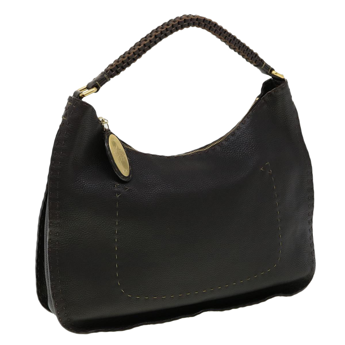 FENDI Shoulder Bag Leather Brown 30988