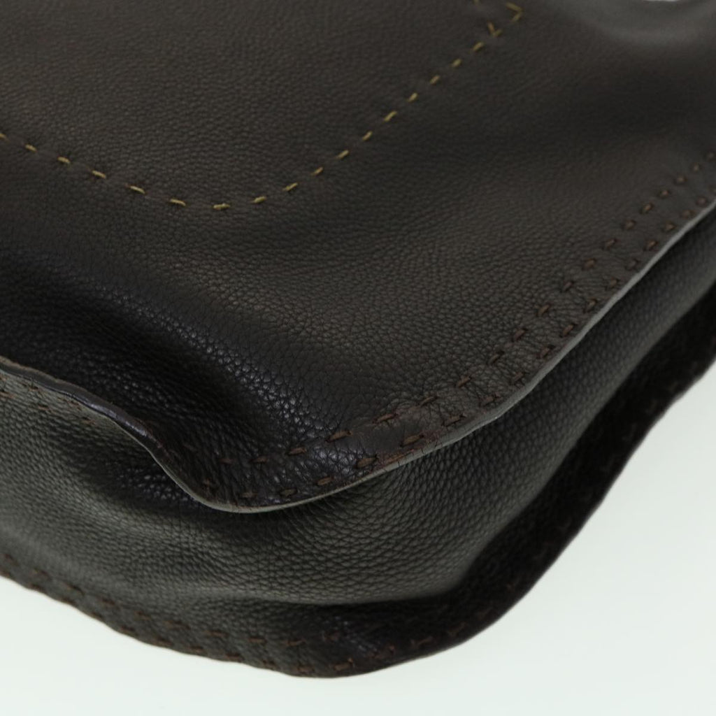 FENDI Shoulder Bag Leather Brown 30988
