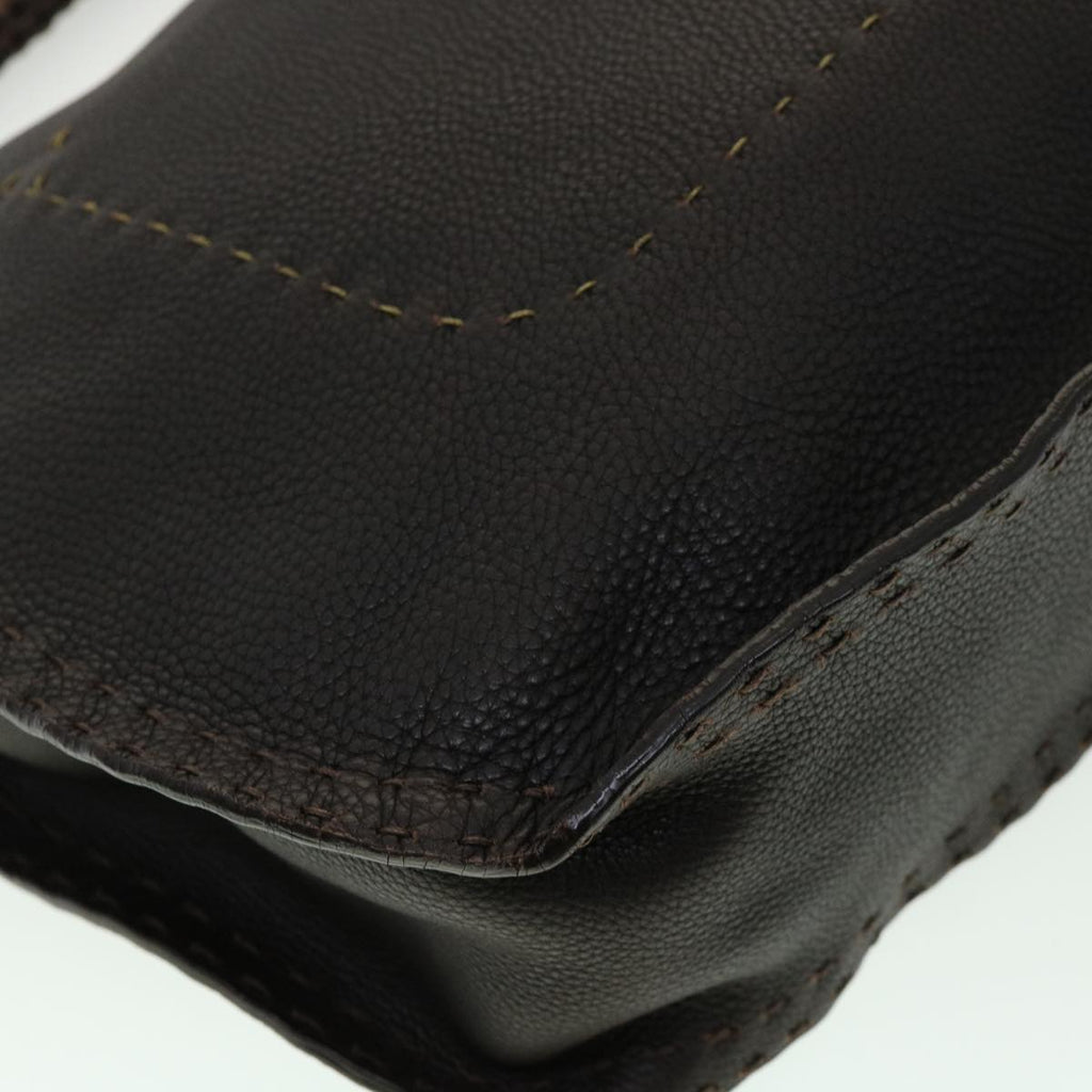 FENDI Shoulder Bag Leather Brown 30988