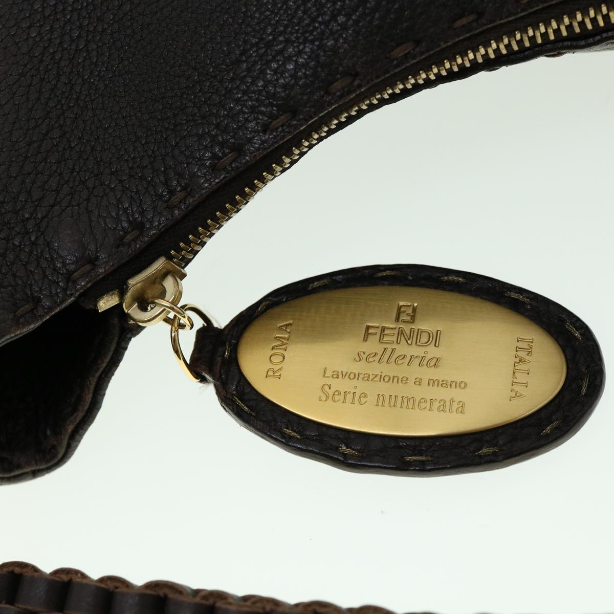 FENDI Shoulder Bag Leather Brown 30988