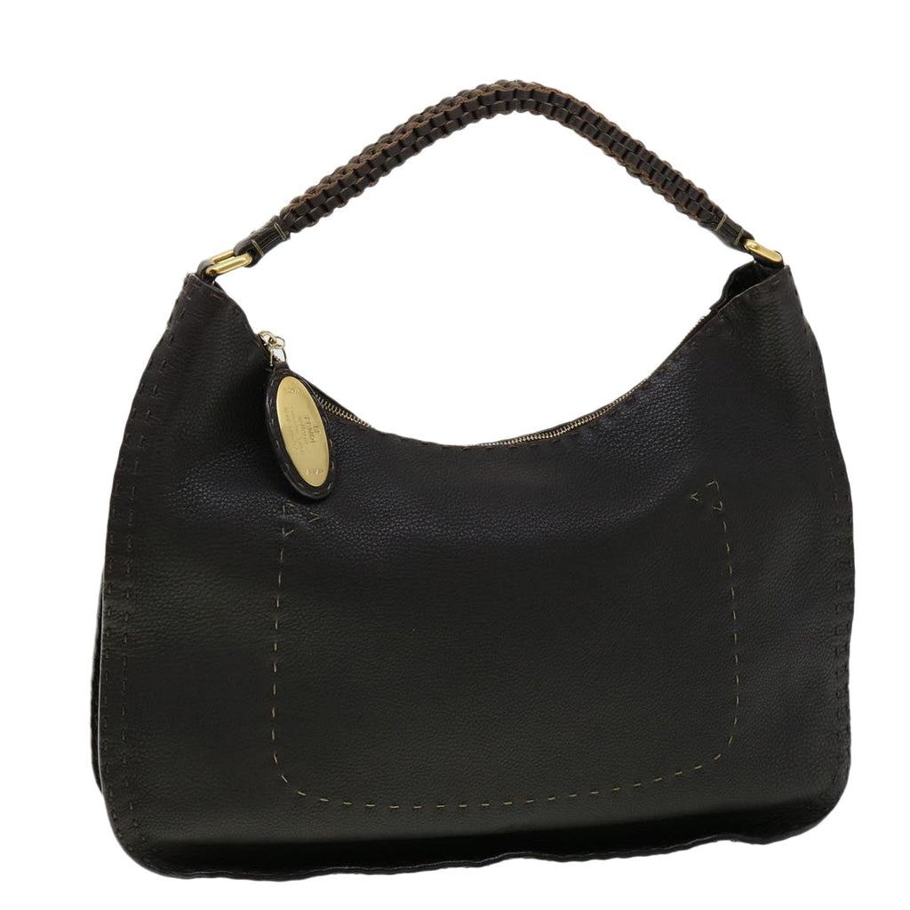 FENDI Shoulder Bag Leather Brown 30988