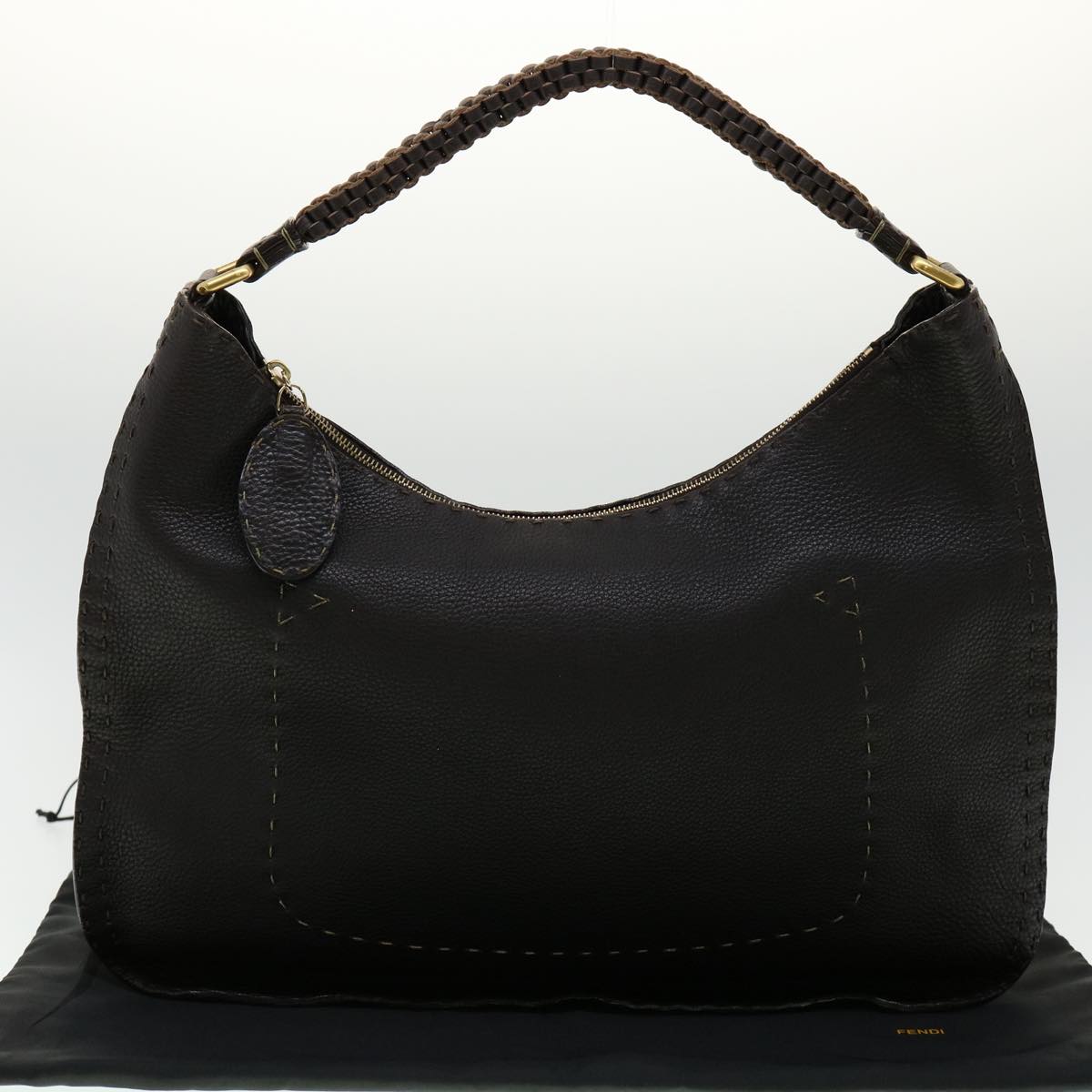 FENDI Shoulder Bag Leather Brown 30988