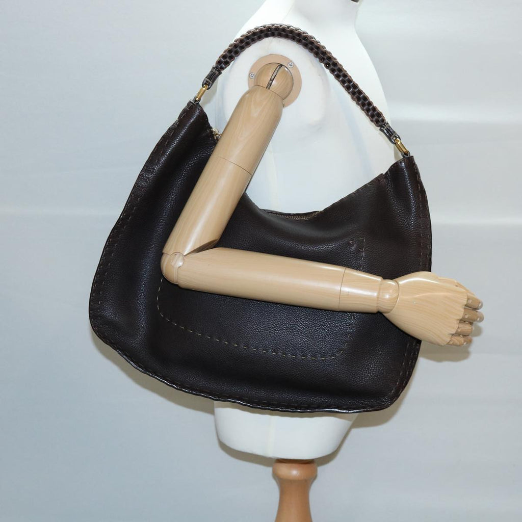 FENDI Shoulder Bag Leather Brown 30988