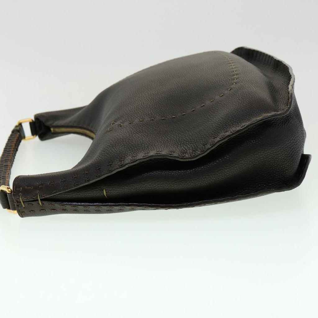 FENDI Shoulder Bag Leather Brown 30988