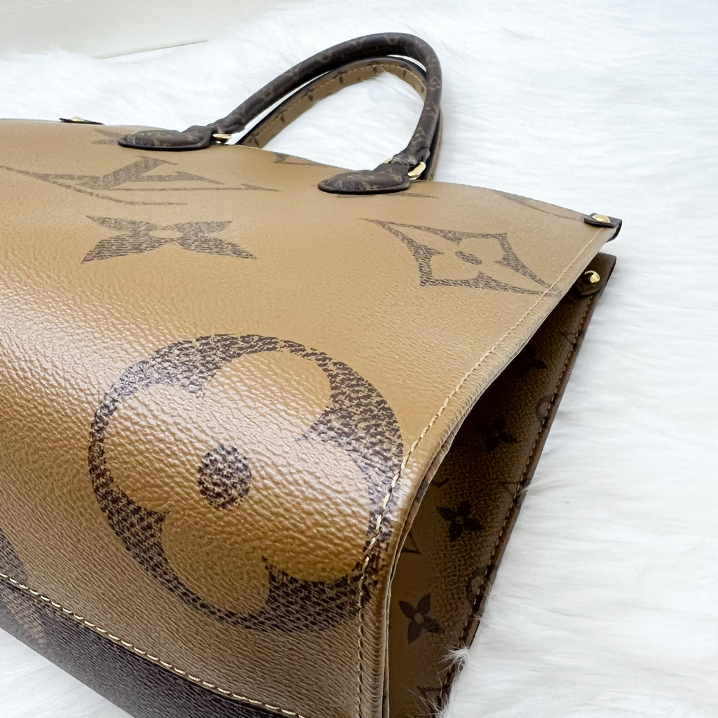 LV Onthego MM in Reverse Giant Monogram Canvas and GHW