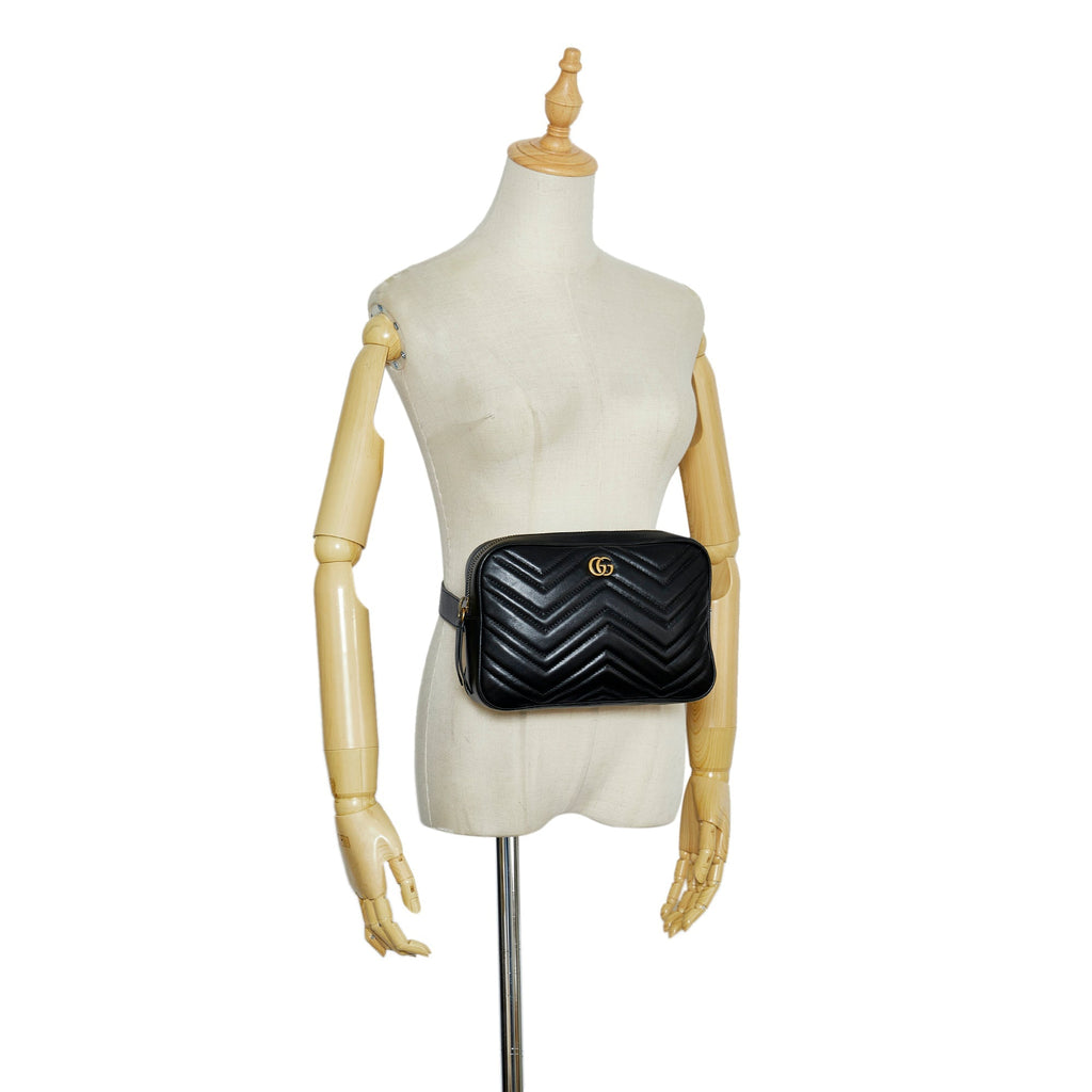 Gucci GG Marmont Square Belt Bag Black MatelassÃƒÆ’Ã‚Â©