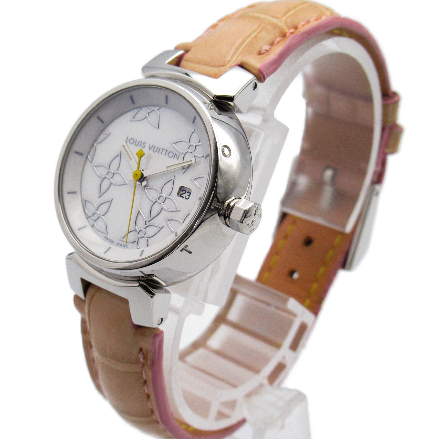 Louis Vuitton Tubular  Watch Stainless Steel Leather Belt Leather  White S Q121C