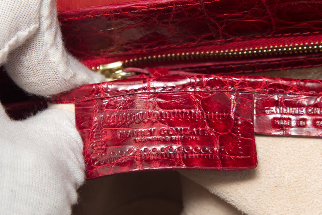 Nancy Gonzalez Red Small Alligator Tote
