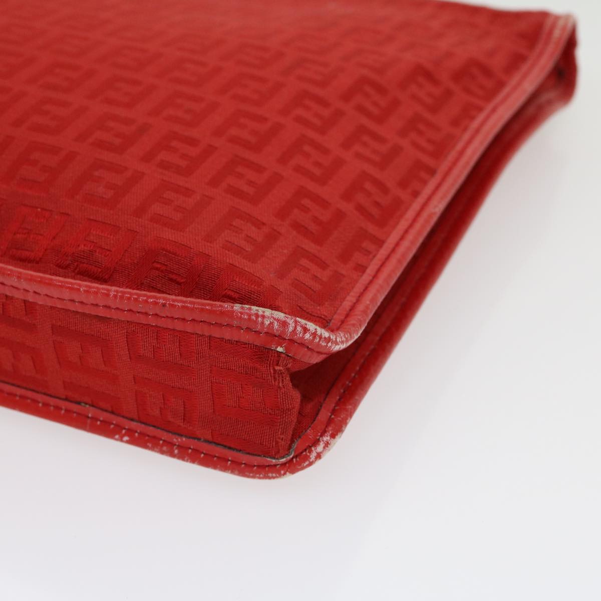 FENDI Zucchino Canvas Clutch Bag Red 31056