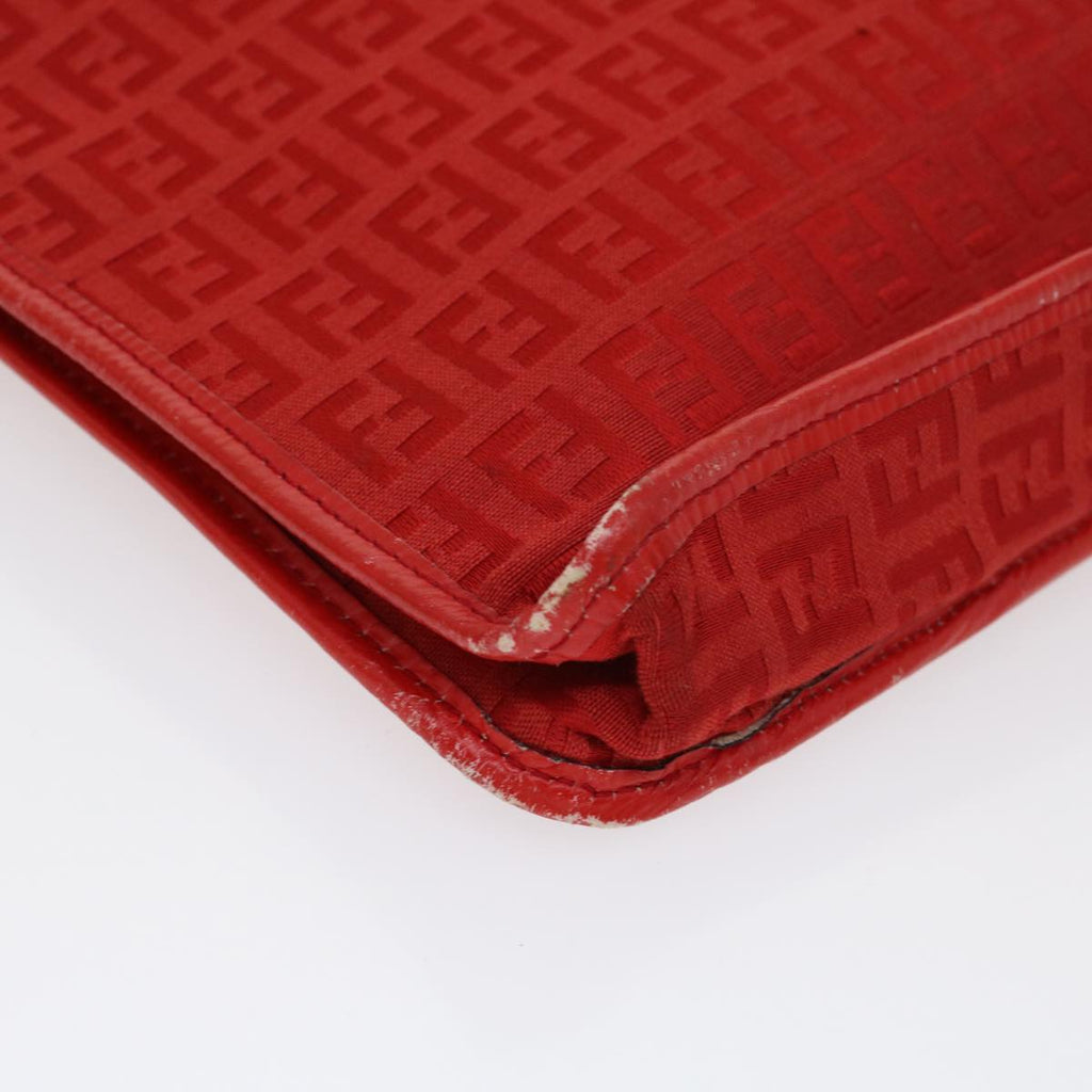 FENDI Zucchino Canvas Clutch Bag Red 31056