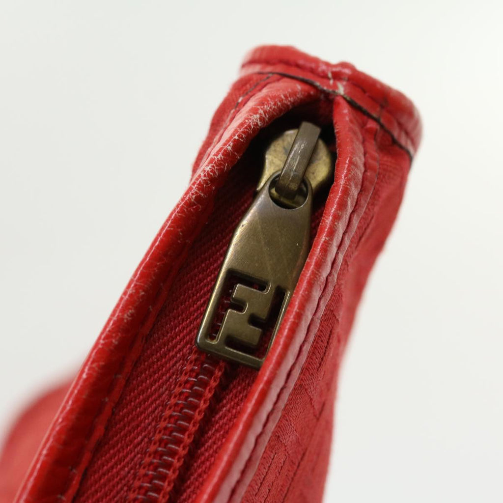 FENDI Zucchino Canvas Clutch Bag Red 31056