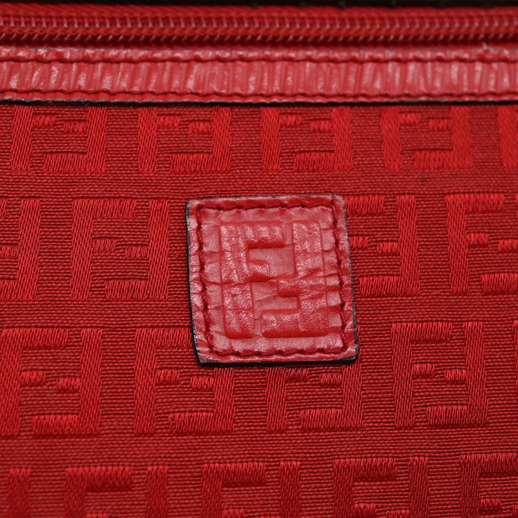 FENDI Zucchino Canvas Clutch Bag Red 31056
