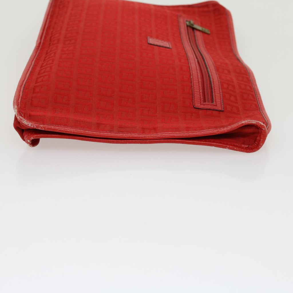 FENDI Zucchino Canvas Clutch Bag Red 31056