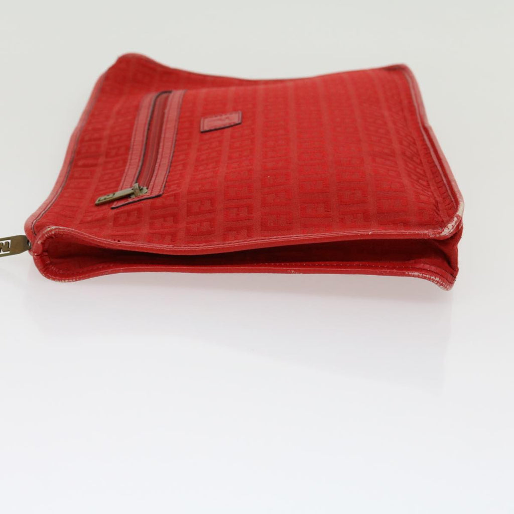 FENDI Zucchino Canvas Clutch Bag Red 31056