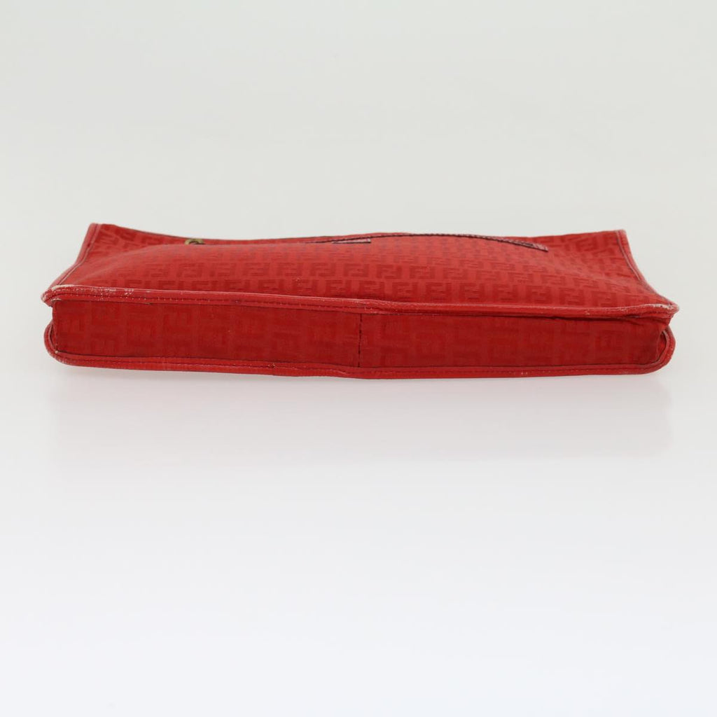 FENDI Zucchino Canvas Clutch Bag Red 31056