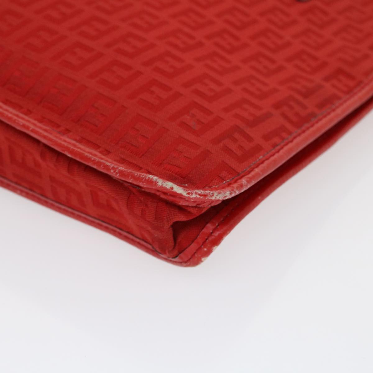 FENDI Zucchino Canvas Clutch Bag Red 31056