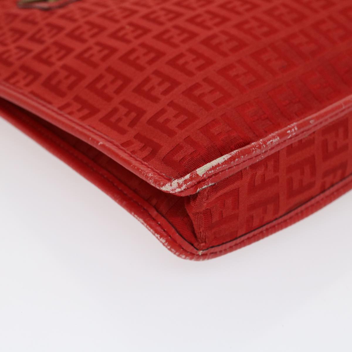 FENDI Zucchino Canvas Clutch Bag Red 31056