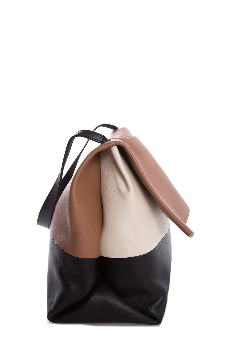 CÃƒÆ’Ã‚Â©line Ivory, Brown & Black Leather All Soft Tote
