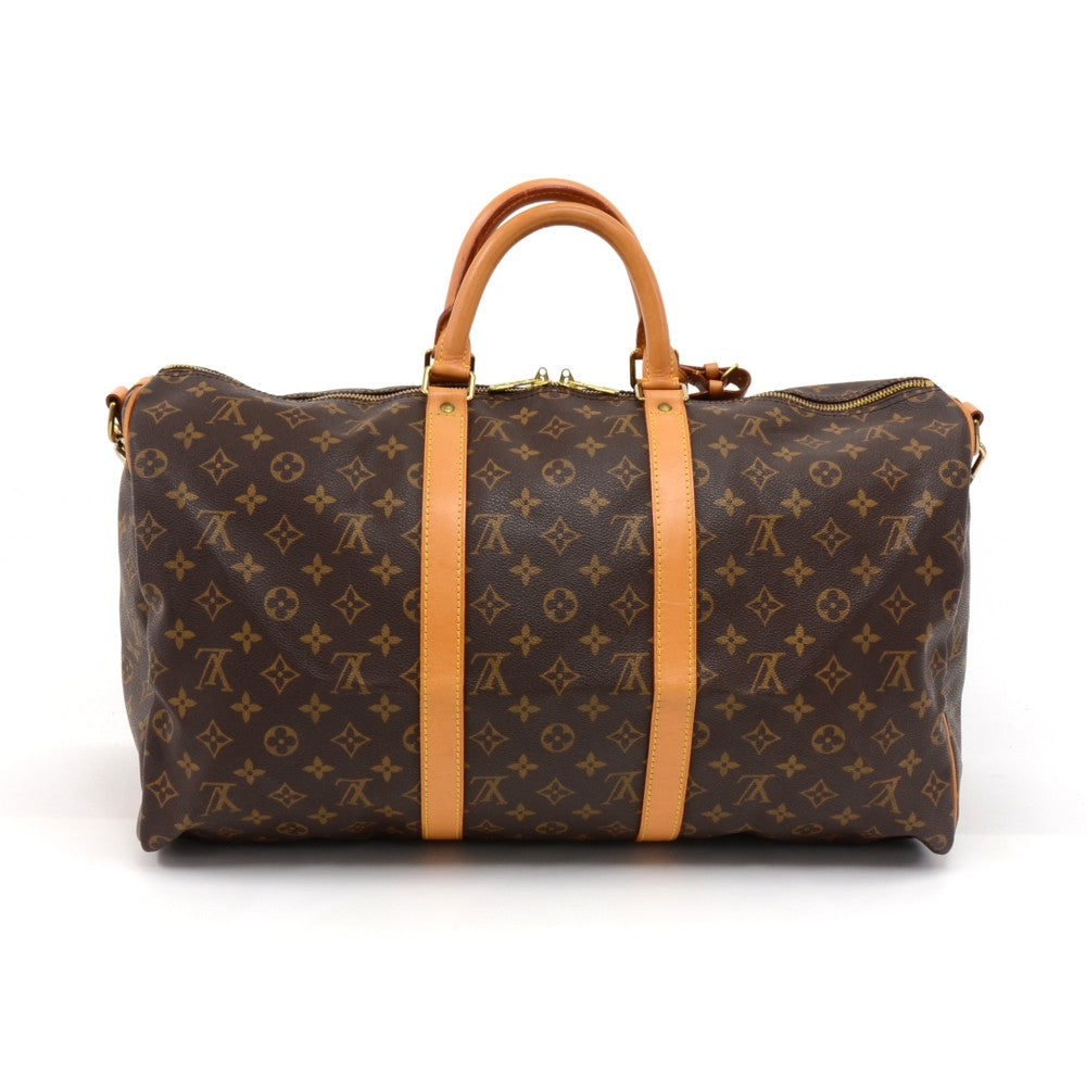 Louis Vuitto Keepall 50 Bandouliere Monogram Canvas Travel Bag with Strap