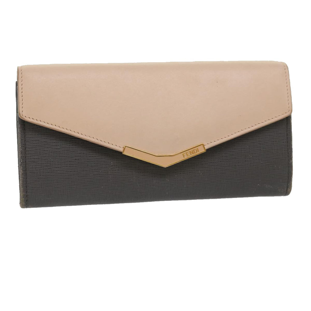 FENDI Long Wallet Leather Pink Gray 31186
