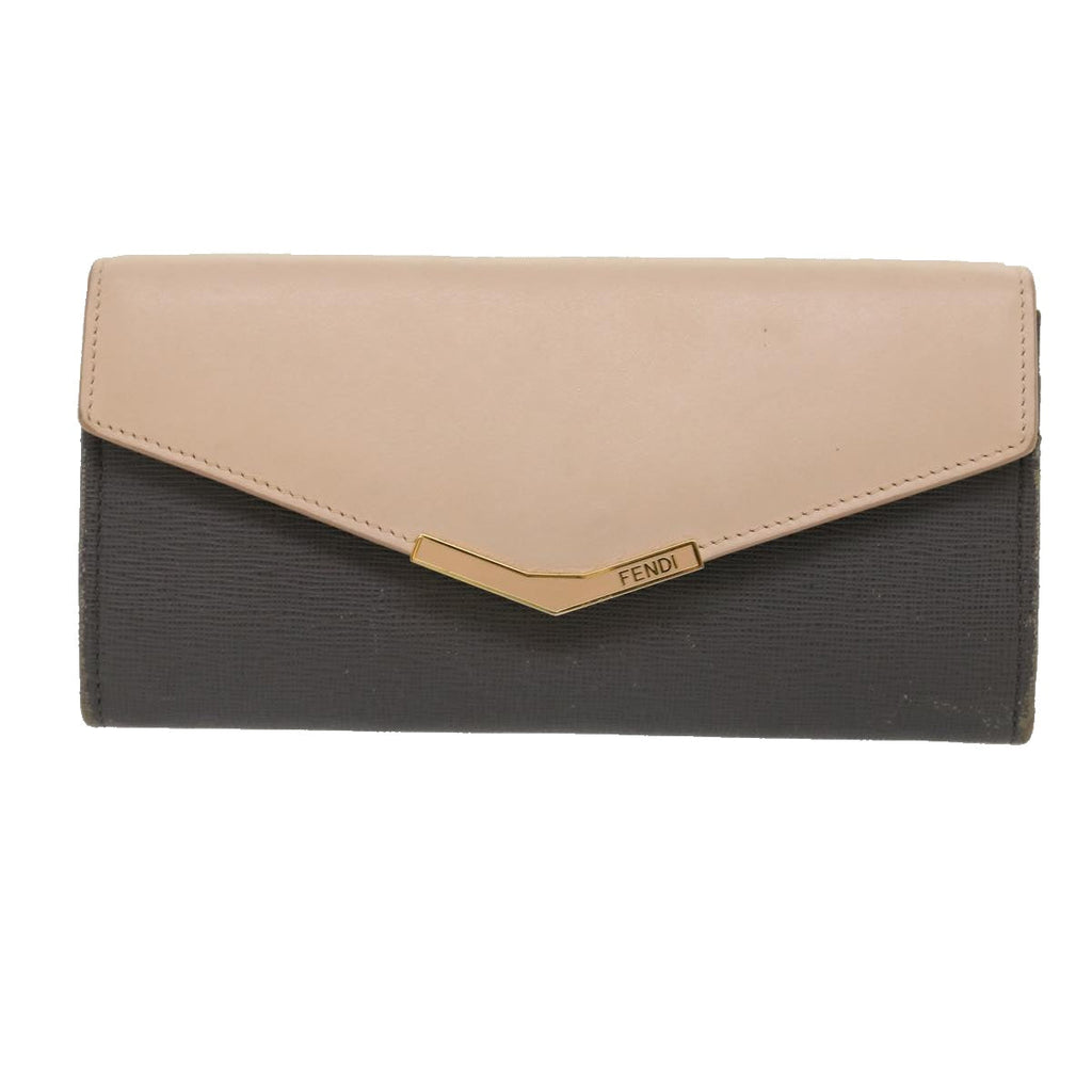 FENDI Long Wallet Leather Pink Gray 31186