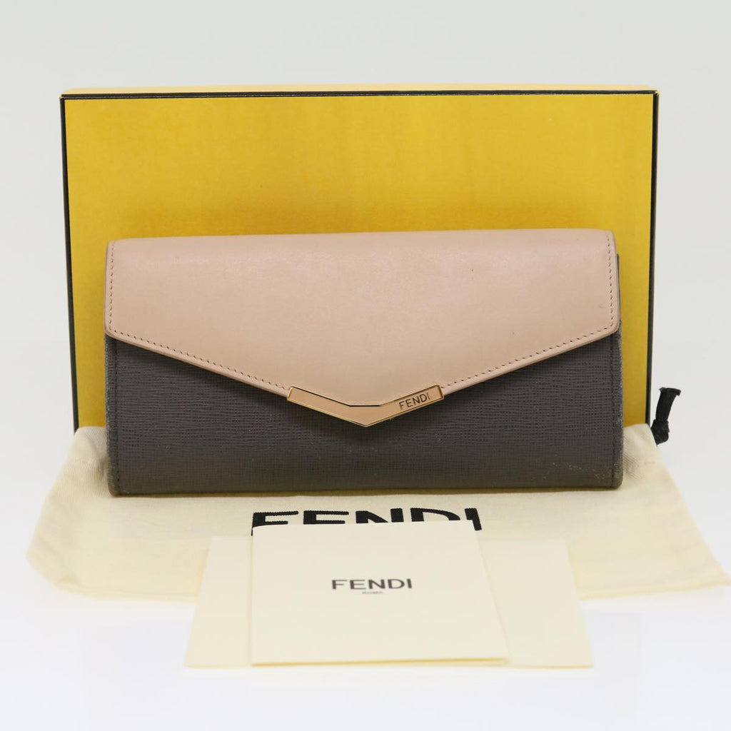 FENDI Long Wallet Leather Pink Gray 31186