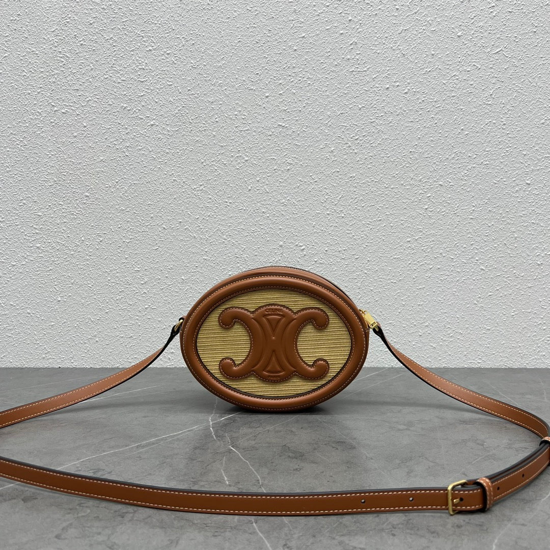 GLAMI Oval Bag Cuir Triomphe In Textile Natural / Tan For Women 8in/20cm 198602DU8.02NT
