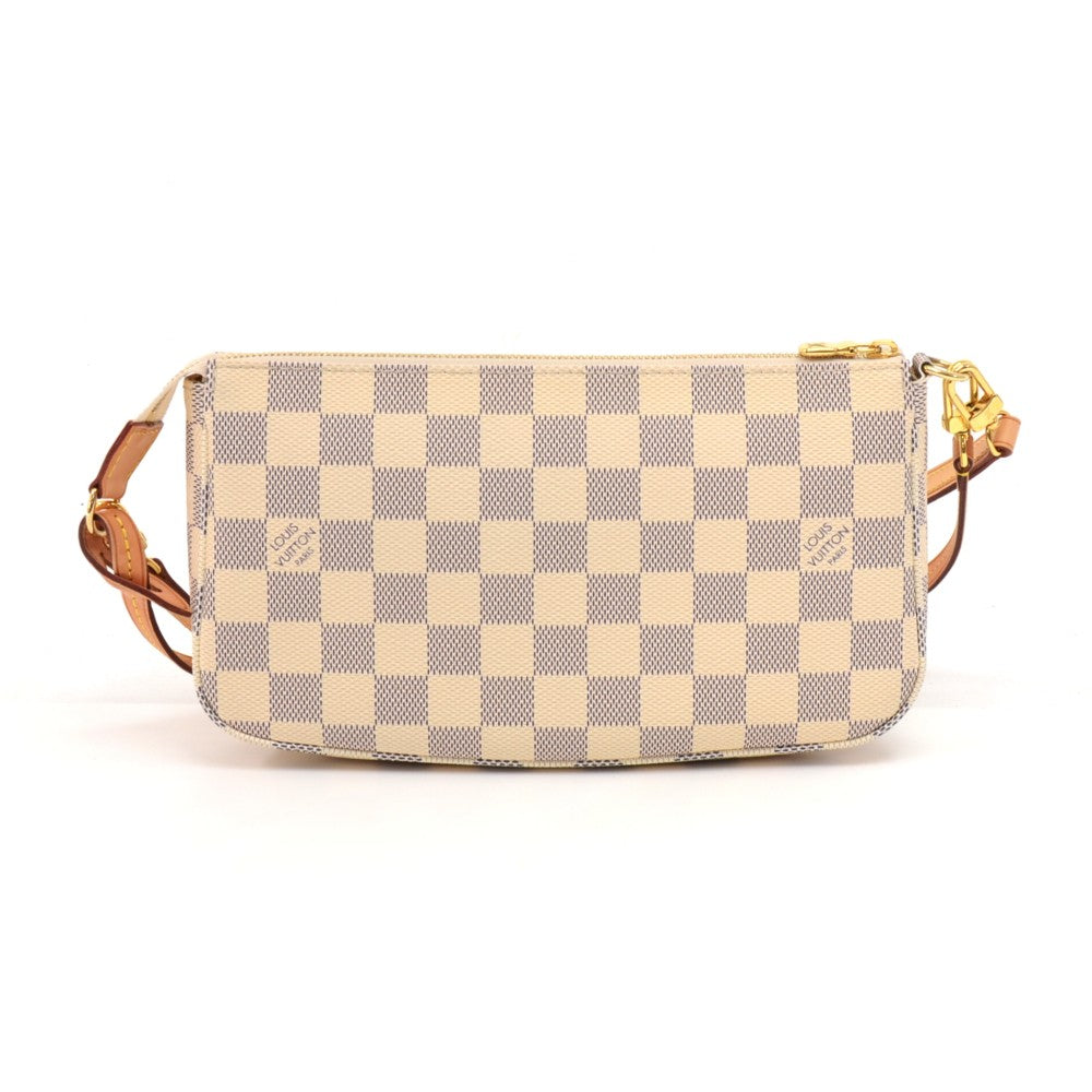 Louis Vuitto Pochette Accessoires Damier Azur Canvas Evening Bag with Strap