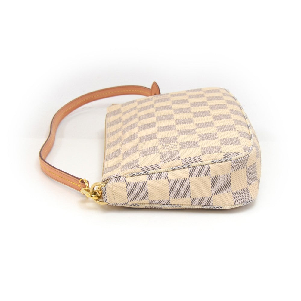Louis Vuitto Pochette Accessoires Damier Azur Canvas Evening Bag with Strap