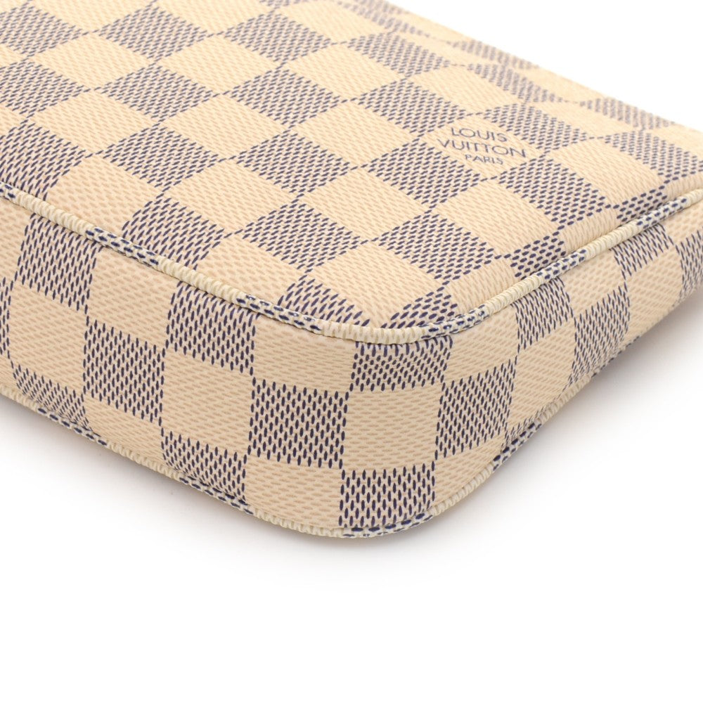 Louis Vuitto Pochette Accessoires Damier Azur Canvas Evening Bag with Strap