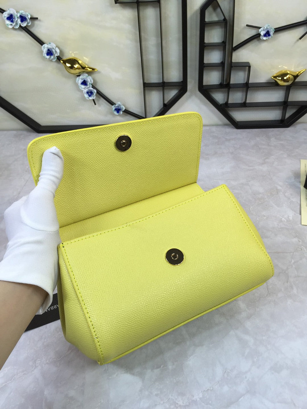 GLAMI MeGLAMIum Sicily Handbag In Dauphine Yellow For Women 10.2in/26cm GLAMI
