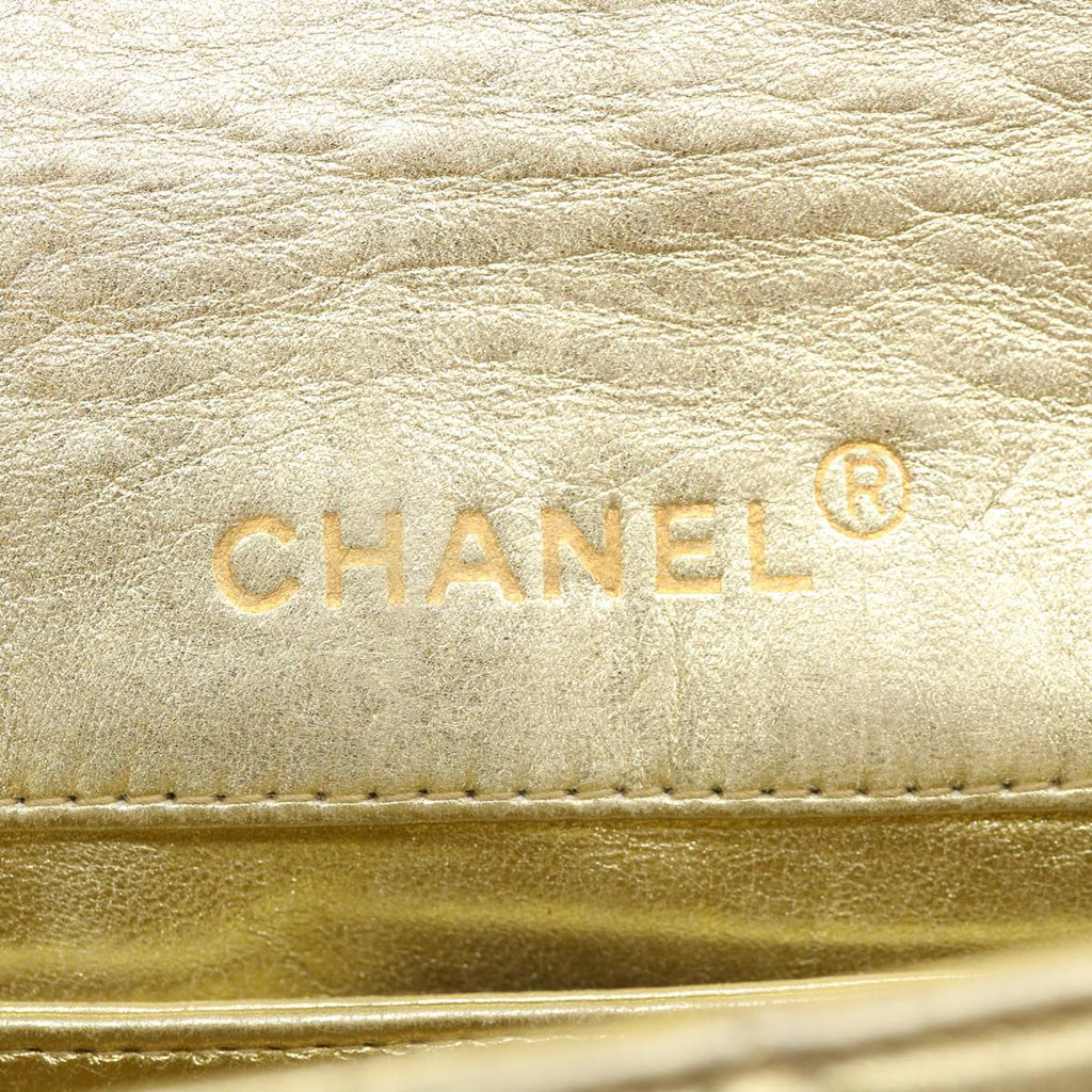 CHANEL Matelasse Turn Lock Chain Shoulder Bag Lamb Skin Gold CC 31382A