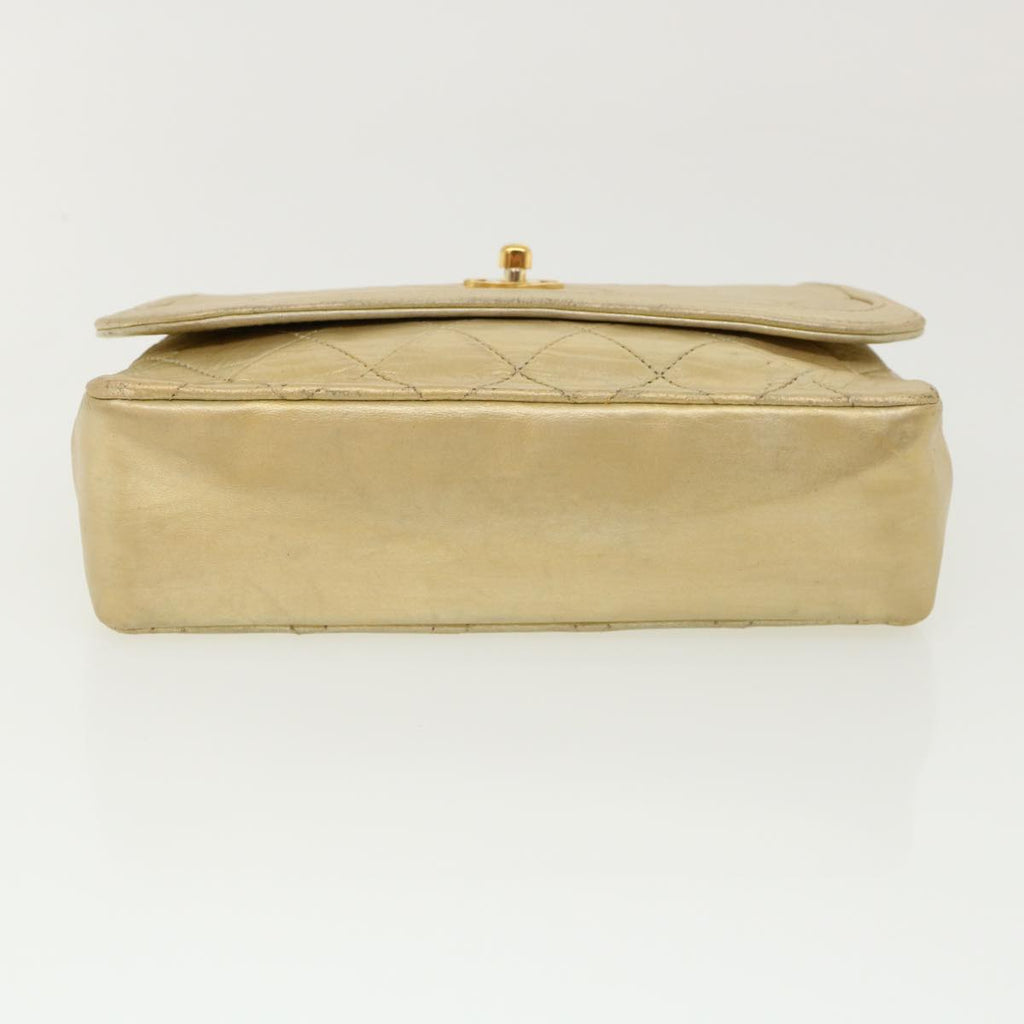 CHANEL Matelasse Turn Lock Chain Shoulder Bag Lamb Skin Gold CC 31382A