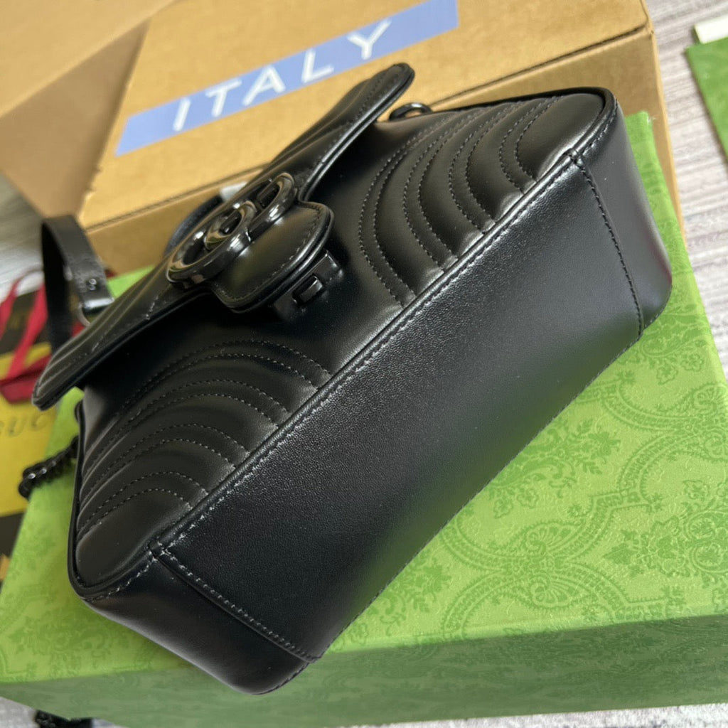 gg Marmont Mini Top Handle Bag Black For Women, Women’s Bags 8.3in/21cm gg ‎