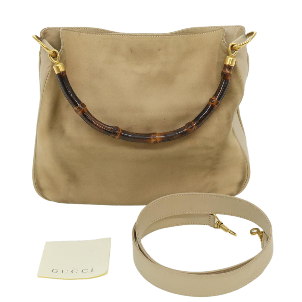 GUCCI Bamboo Hand Bag cotton Beige 00117321638 31581
