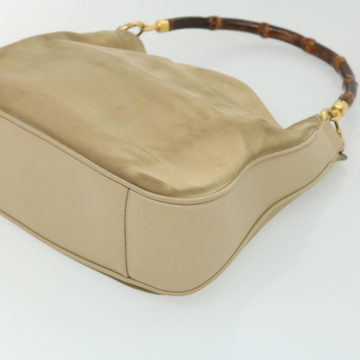 GUCCI Bamboo Hand Bag cotton Beige 00117321638 31581