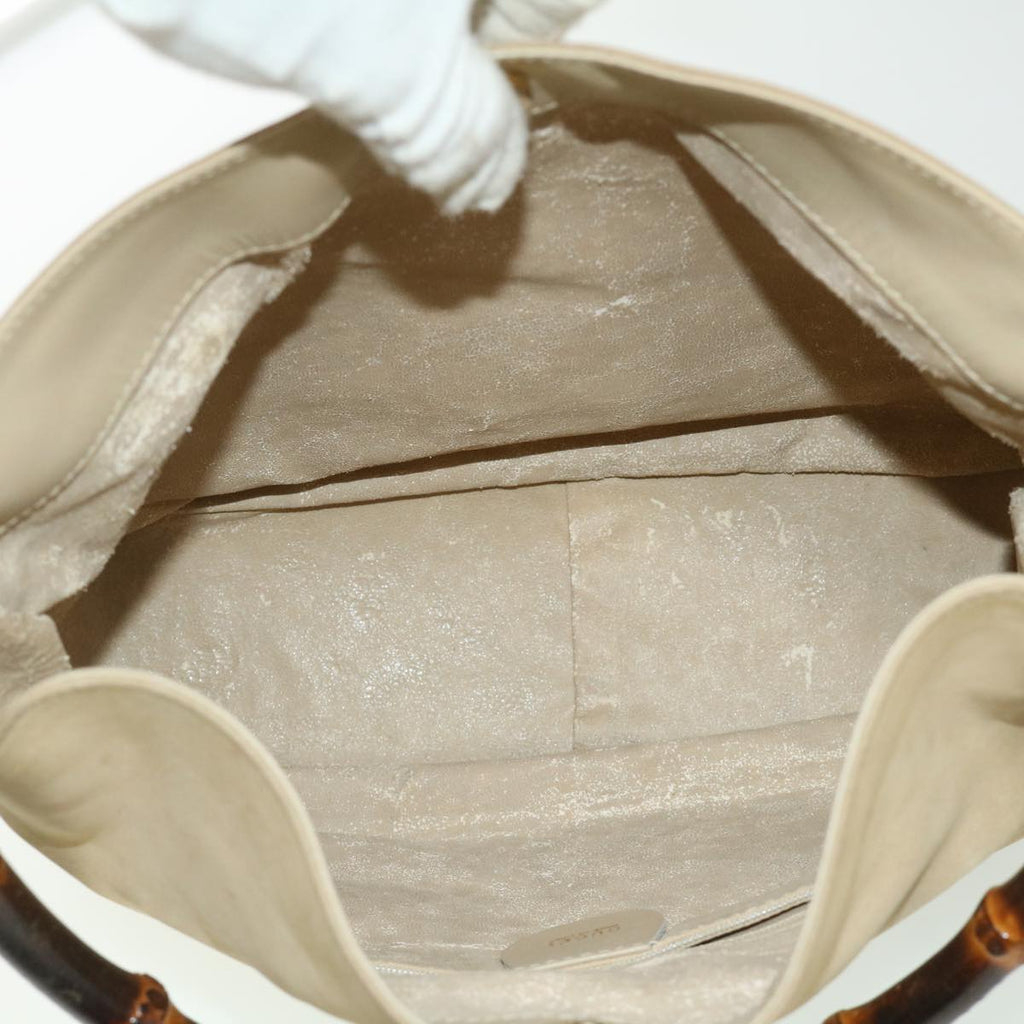 GUCCI Bamboo Hand Bag cotton Beige 00117321638 31581