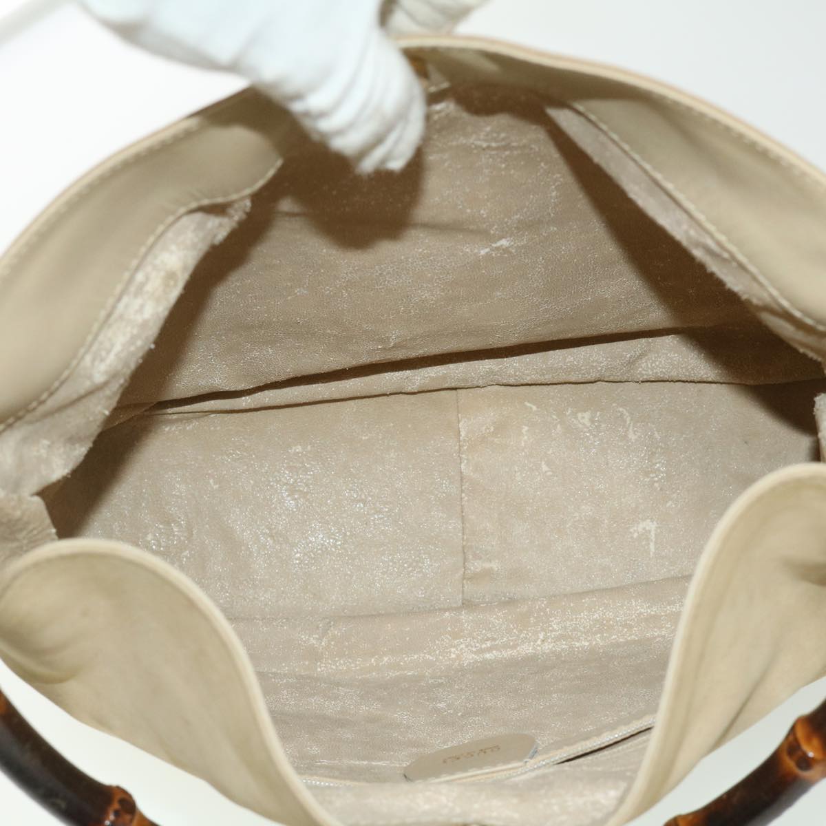 GUCCI Bamboo Hand Bag cotton Beige 00117321638 31581