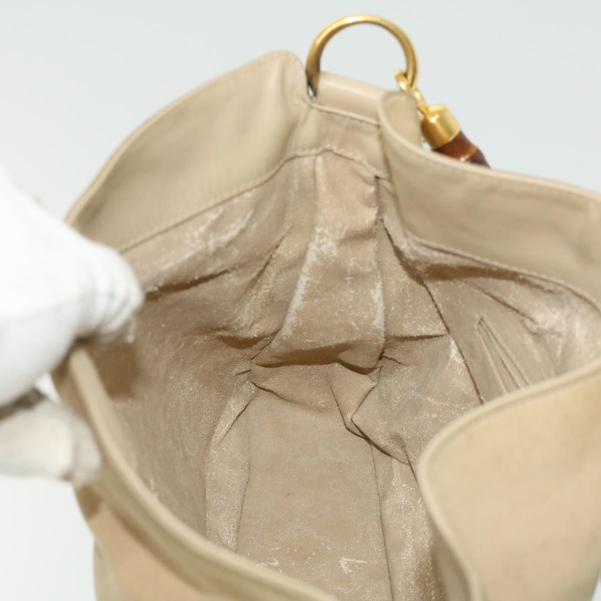 GUCCI Bamboo Hand Bag cotton Beige 00117321638 31581