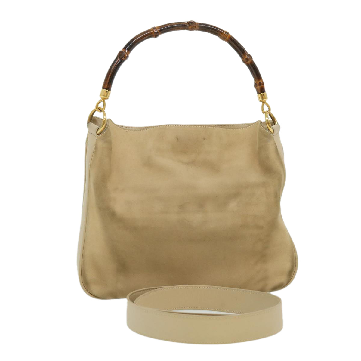 GUCCI Bamboo Hand Bag cotton Beige 00117321638 31581