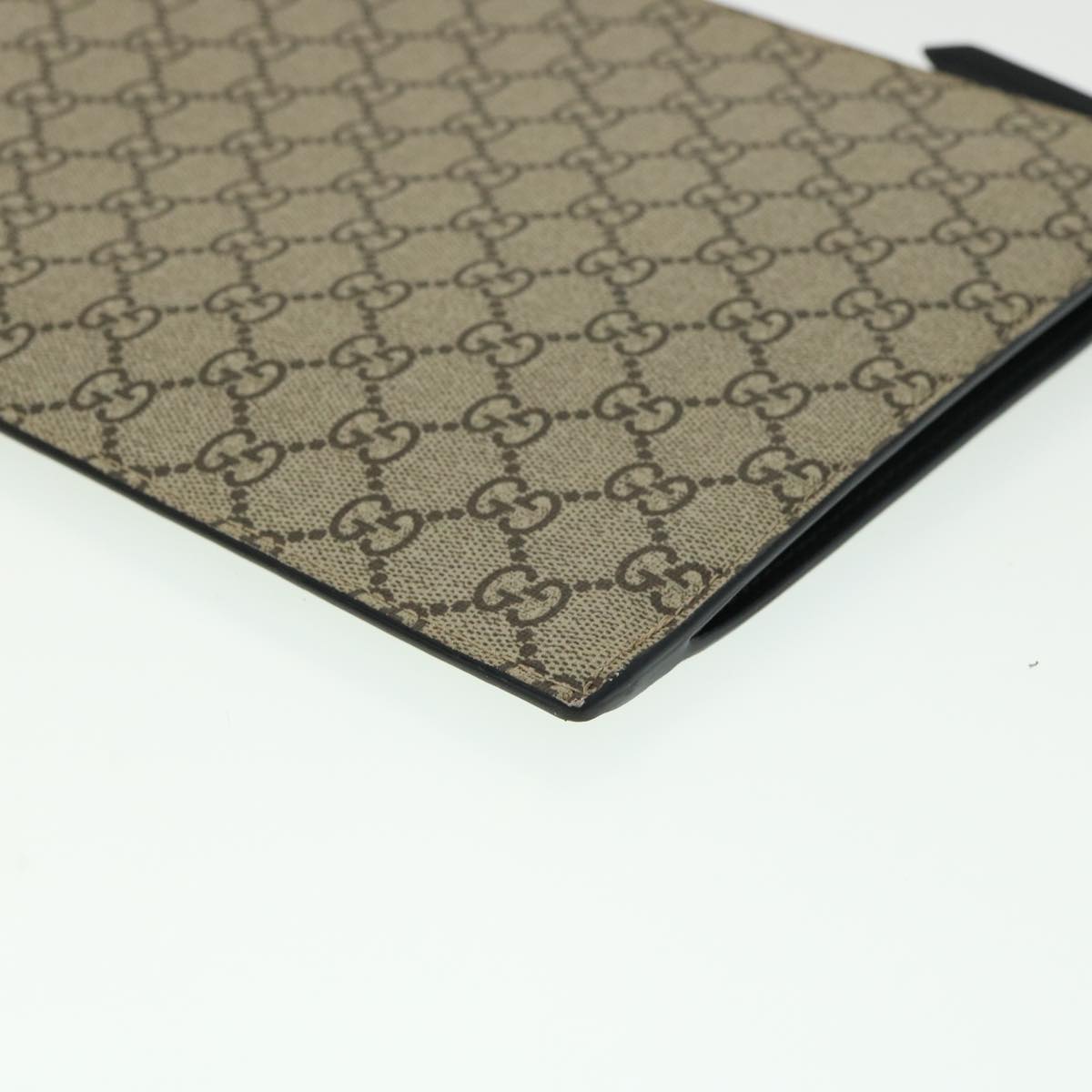 GUCCI GG Supreme Tiger Clutch Bag PVC Leather Gray 473904 31726