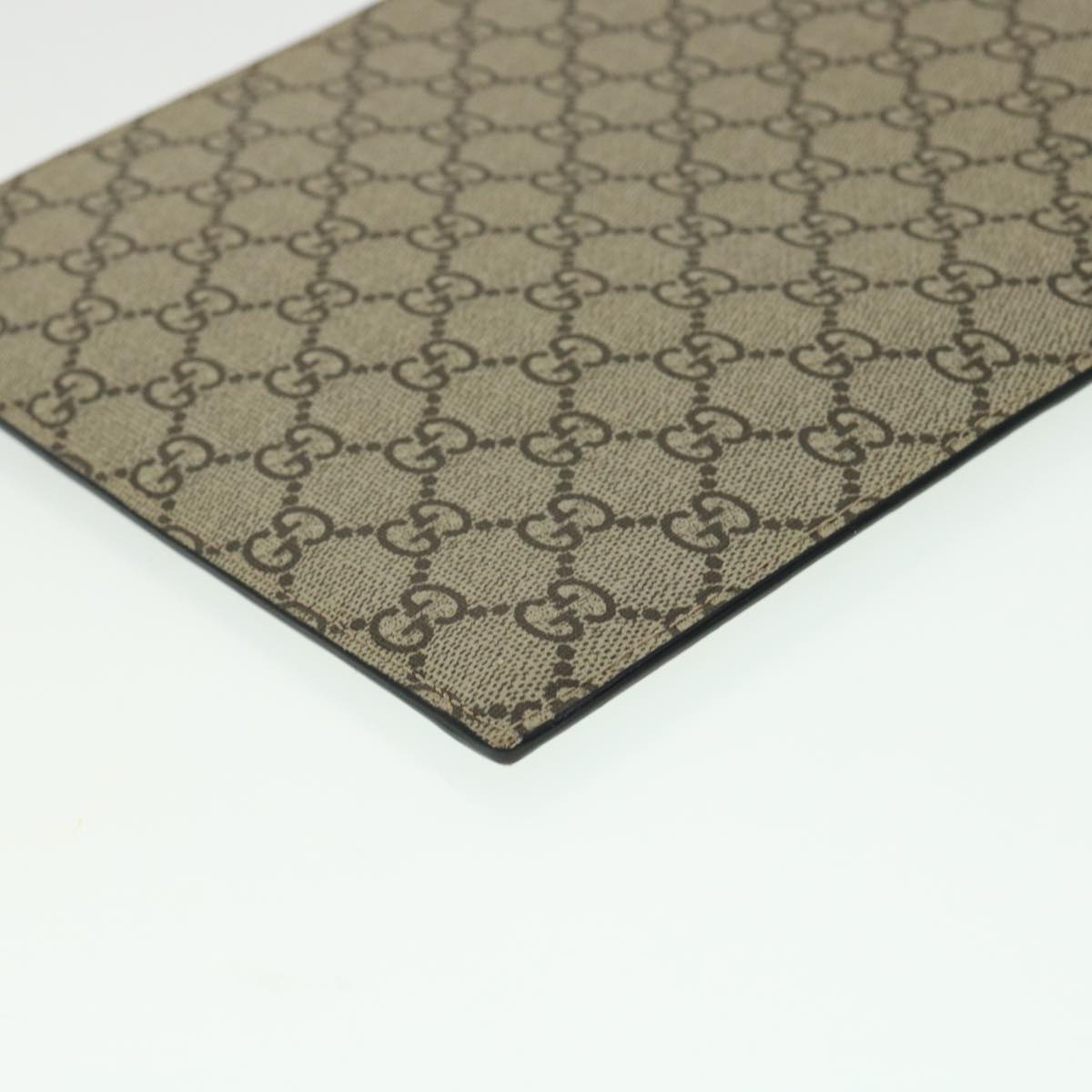 GUCCI GG Supreme Tiger Clutch Bag PVC Leather Gray 473904 31726