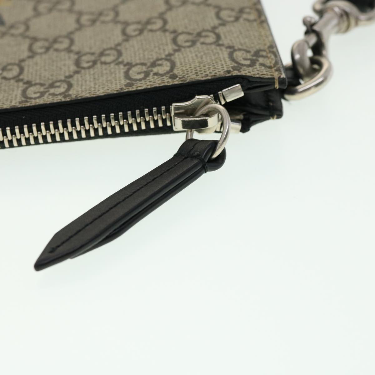 GUCCI GG Supreme Tiger Clutch Bag PVC Leather Gray 473904 31726