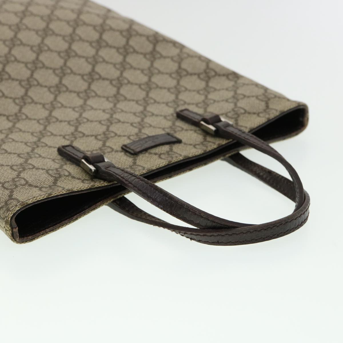 GUCCI GG Canvas Hand Bag PVC Leather Gray 117551 31735