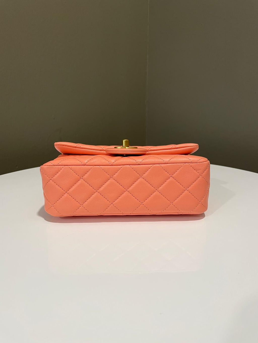 Chanel Pearl Crush Quilted Mini Rectangular Salmon Pink Lambskin