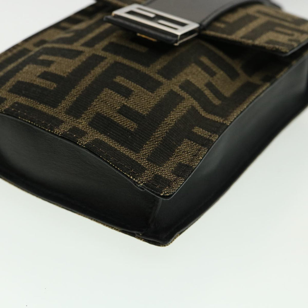 FENDI Zucca Canvas Shoulder Bag Brown Black 31851A
