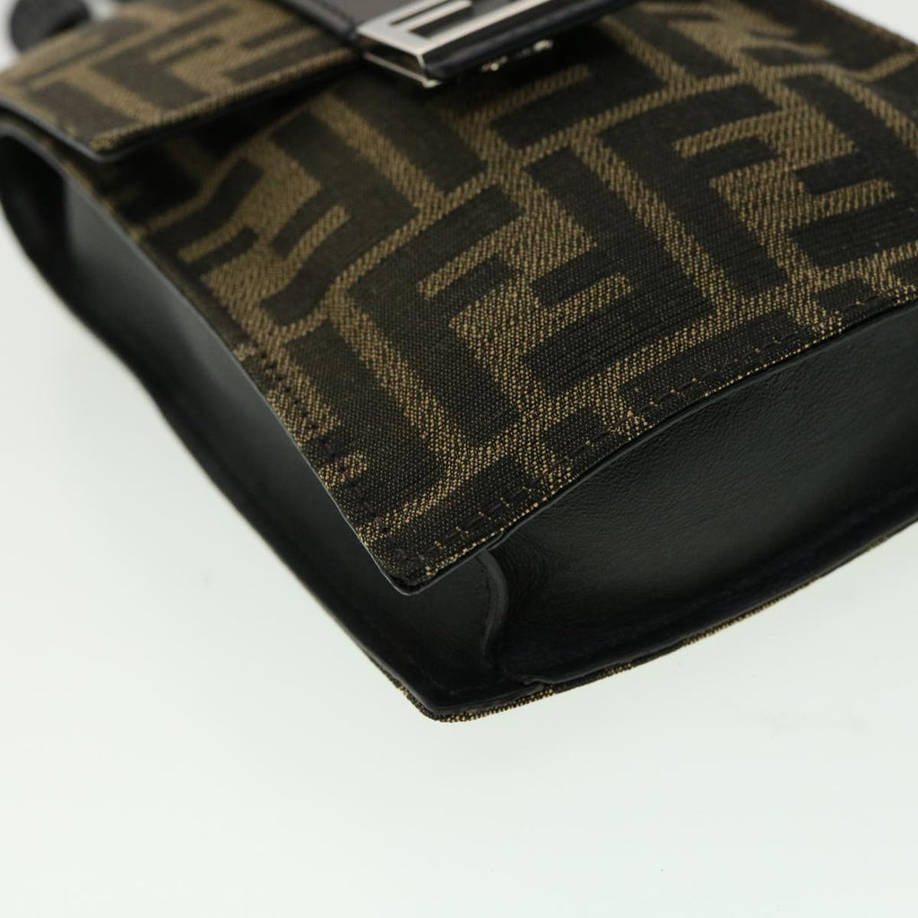 FENDI Zucca Canvas Shoulder Bag Brown Black 31851A