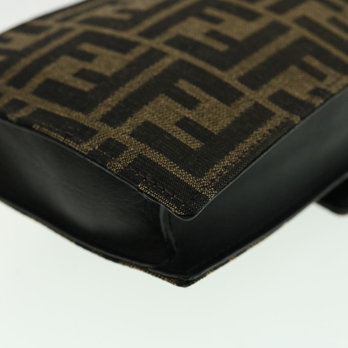 FENDI Zucca Canvas Shoulder Bag Brown Black 31851A